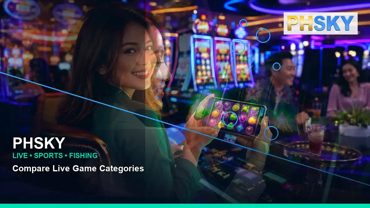 PHSKY left-diagonal mobile casino app highlighting mobile-friendly casino play