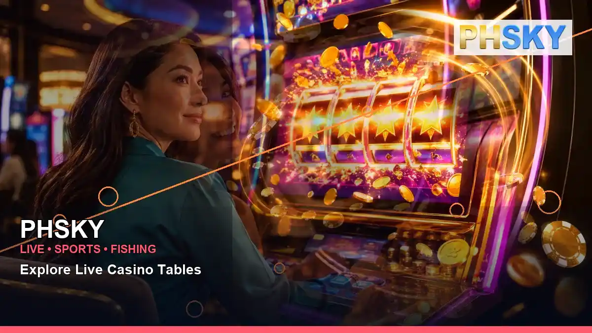 PHSKY high-energy casino cashback rewards in a left-diagonal layout for Philippine players
