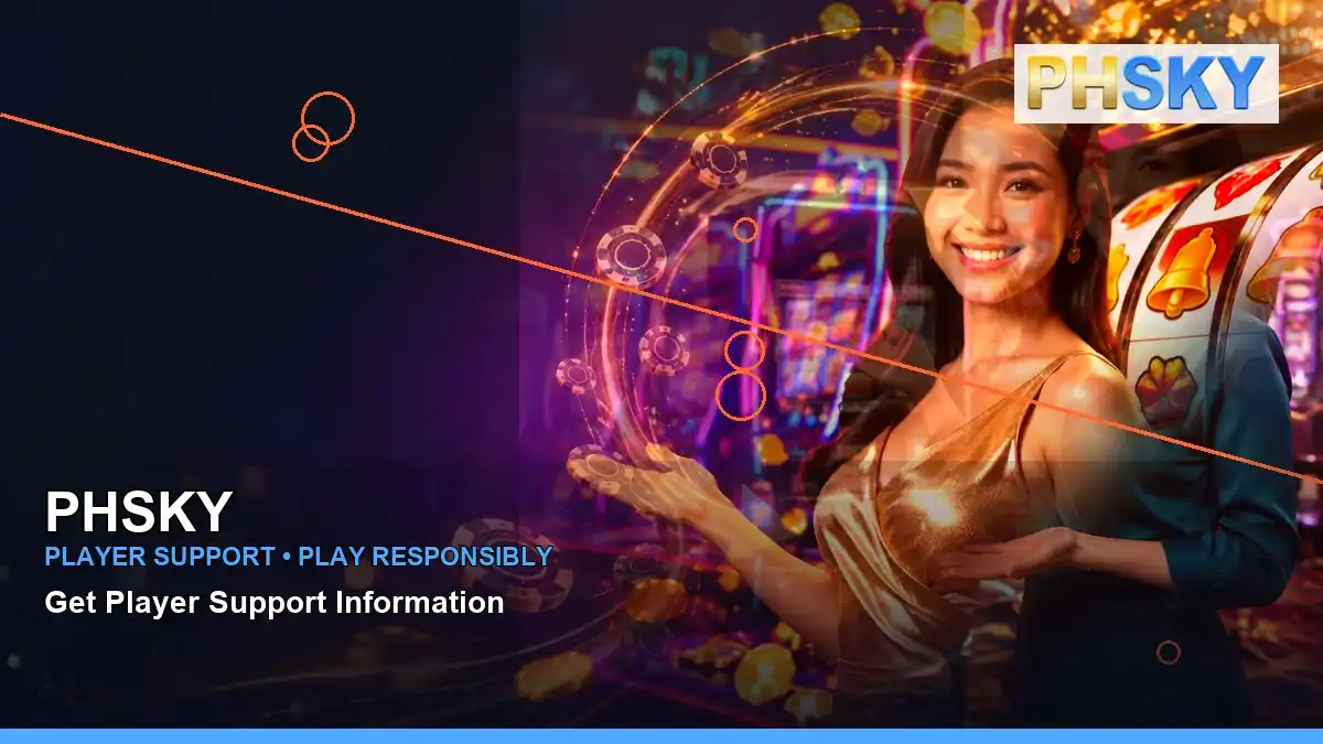 PHSKY reels casino bonus games featuring an adult Filipina casino host with a right-framed composition